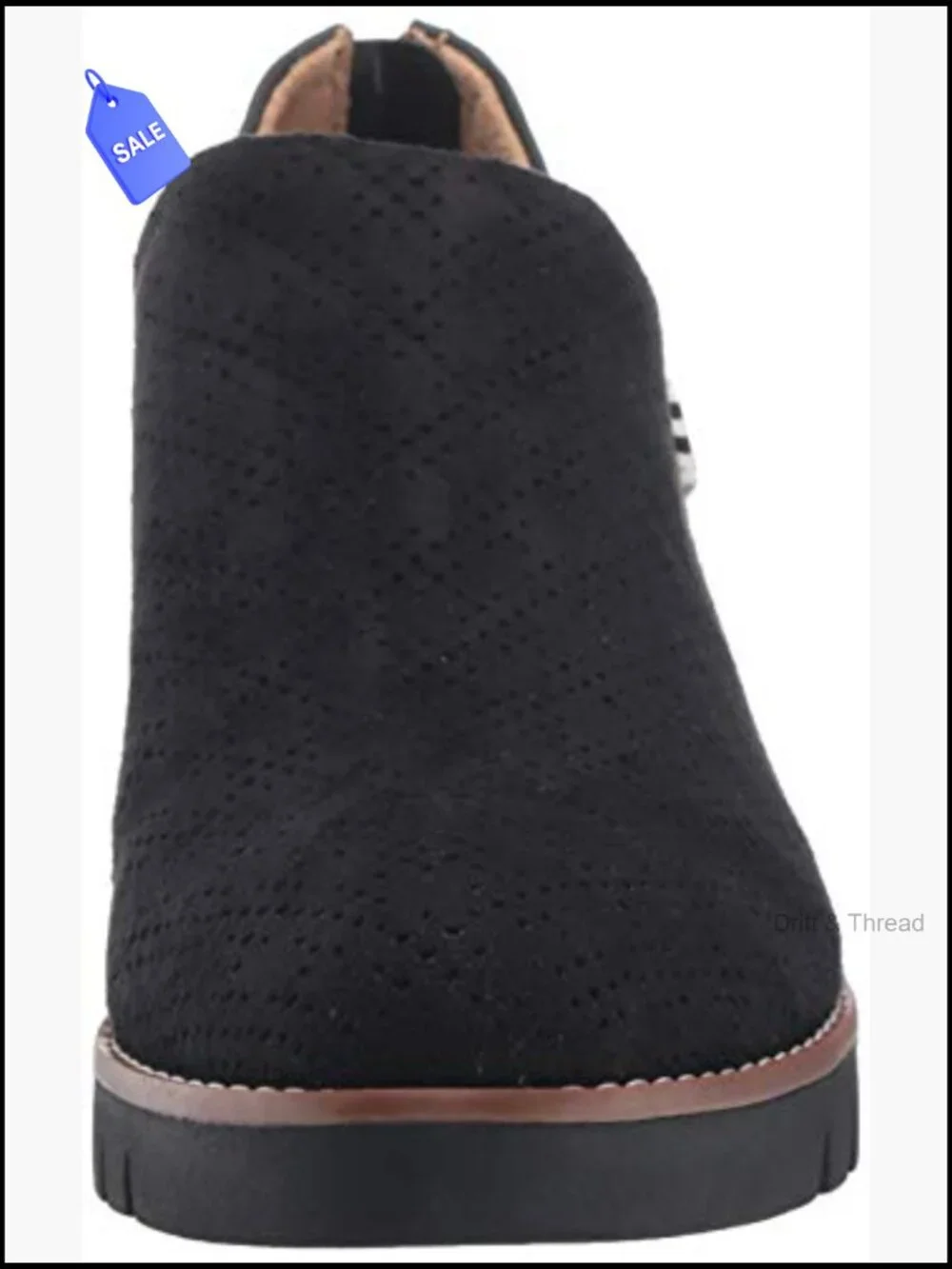 Women's Ankle Booties with Zip Closure Round Toe Perforated Comfort